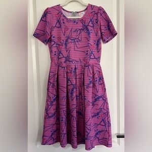 Disney x LuLaRoe Amelia Dress - Jack Skellington, Pink/Purple w/ Pockets. Meduim